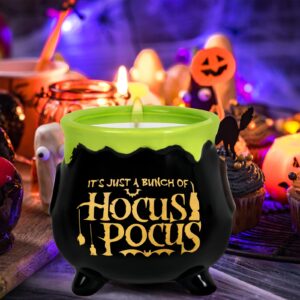 DAZONGE Halloween Decorations Indoor, 12oz Witch Cauldron Candle for Halloween Decor, Ceramic Cauldron Halloween Decorations, Gardenia Scented Cauldron Candle for Home