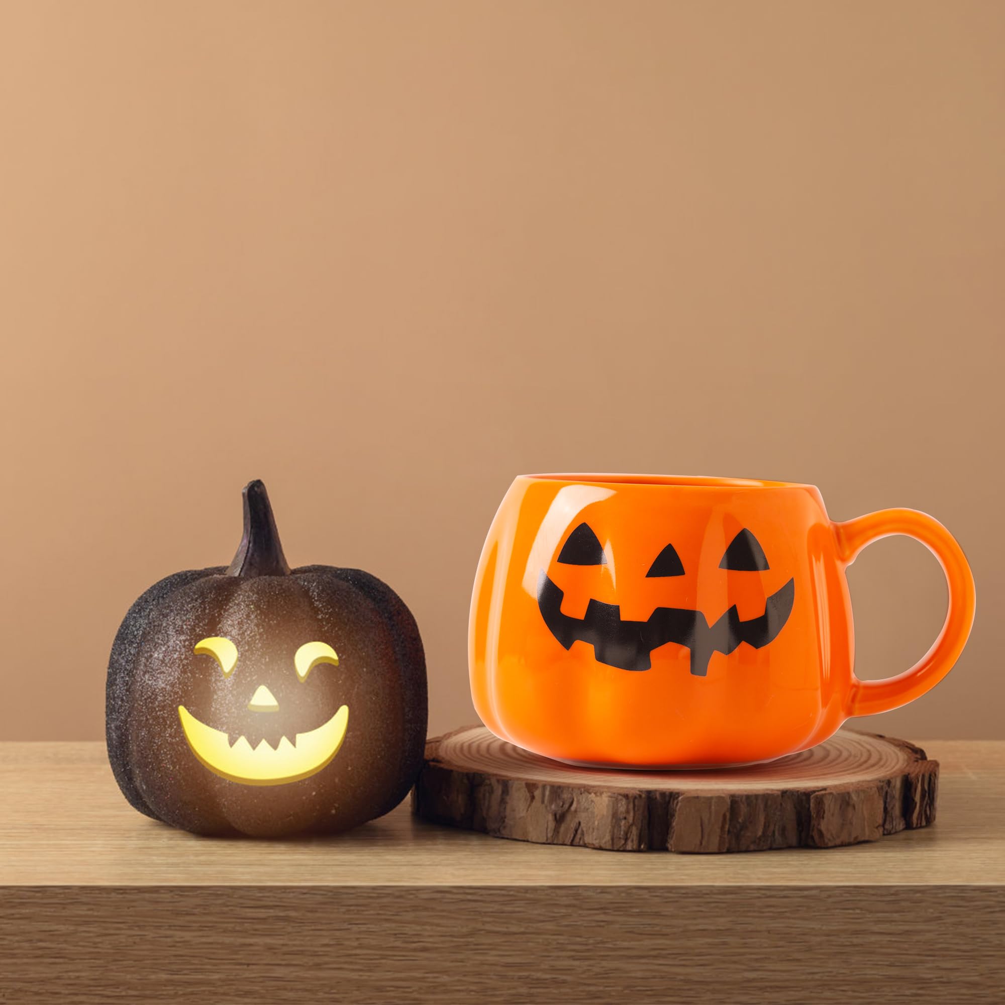 Halloween Pumpkin Mug, Pumpkin Shaped Mug, Halloween Pumpkin Mug Decorations, Cute Pumpkin Cup 12 Ounce