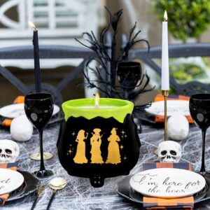 DAZONGE Halloween Decorations Indoor, 12oz Witch Cauldron Candle for Halloween Decor, Ceramic Cauldron Halloween Decorations, Gardenia Scented Cauldron Candle for Home