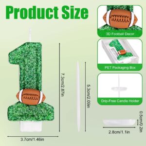 Football Number Candles, Green Birthday Candles with Football Ornament Artificial Turf Cake Topper for Boys Girls Anniversary Party Decoration Celebrations (Number 1)