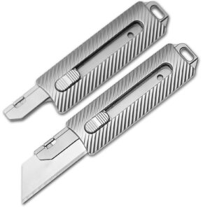 tenchilon tk36 quick change blades, compact titanium handle retractable box cardboard cutter precision craft utility knives for office home arts