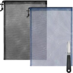 yaure joy 2 pcs scalloping bags diving bag with 1 pcs scalloping shucking knife 13 x 15.5 inch nylon mesh bags for snorkeling