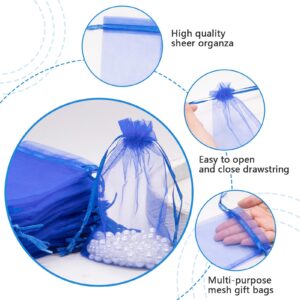 Yordearly 50pcs Organza Bags 4x6 inch, Royal Blue Sheer Mesh Bags with Drawstring, Small Gift Bags for Candy Jewelry Pouch Party Wedding Christmas Favor