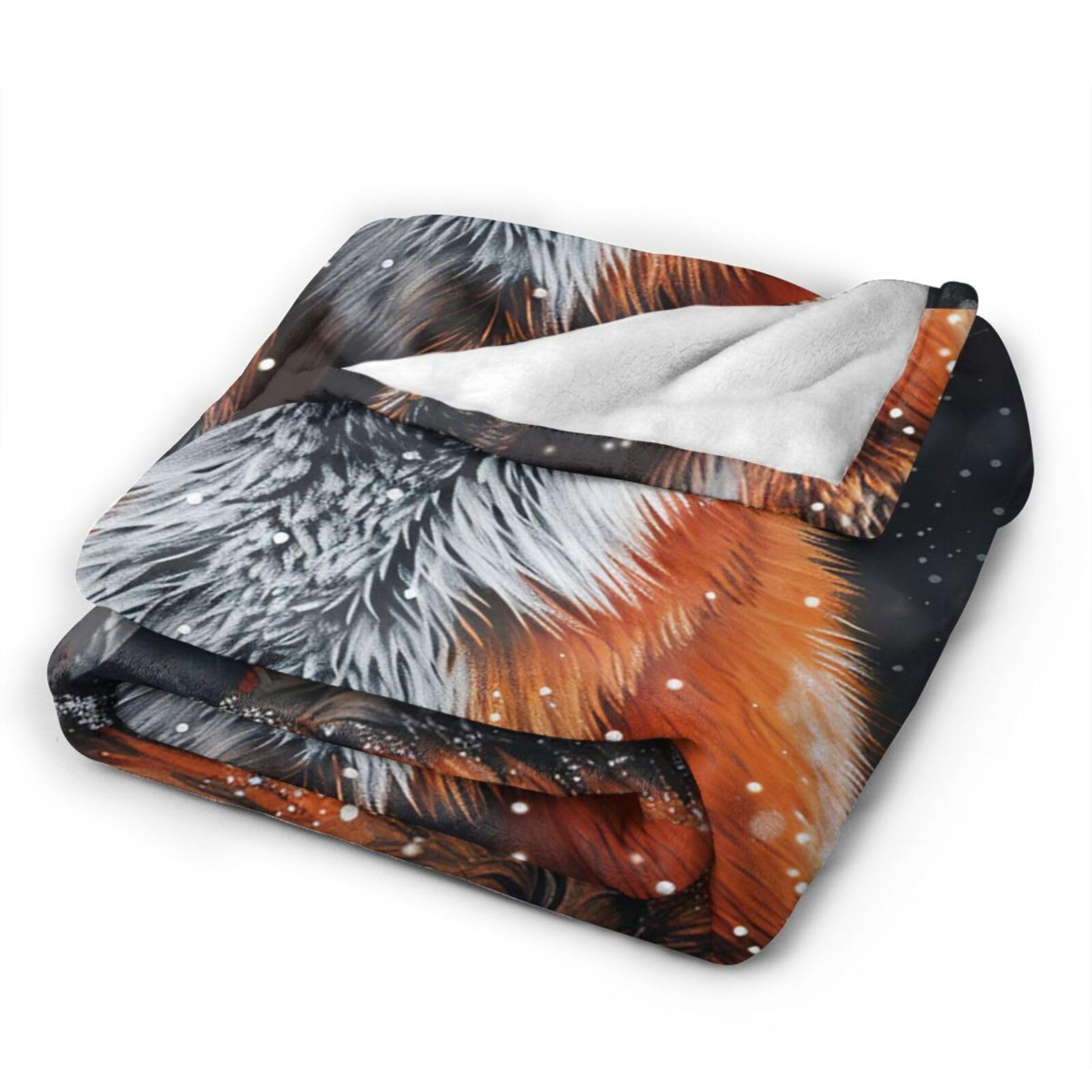 Red Fox Throw Blanket Cute Orange Fox Plush Fleece Soft Cozy Gifts Blanket for Kids Girls Boys Adults Couch Bed Chair Office Dorm Decor 40''X50''