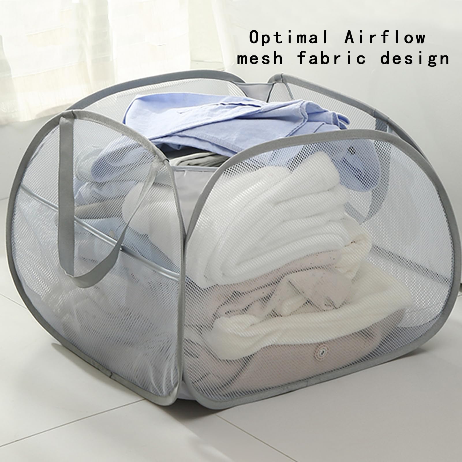 Pop Up Laundry Hamper 2Packs 90L Large Capacity Foldable Laundry Basket Mesh Collapsible Hamper with Reinforced Carry Handles for Laundry Room, Bathroom, Kids Room, College Dorm