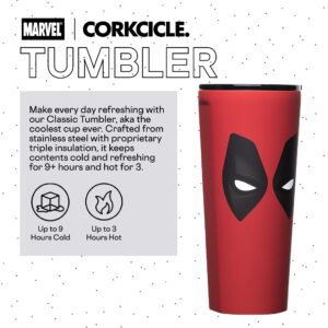 Corkcicle x Marvel Deadpool Insulated Coffee Mug with Lid, 24 oz – Cupholder Friendly Travel Coffee Tumbler Keeps Drinks Cold 9hrs, Hot 3hrs