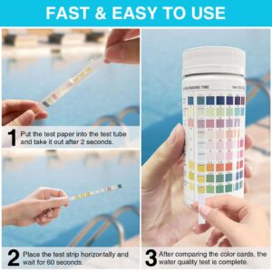 Pool and Spa Test Strips 9 in 1 Pool Test Kit, 100 Spa Test Strips Make Sure You Have hot tub Test Strips and Pool Water Test Strips for Iron, Copper, Nitrite, Nitrate, (9-in-1 Pool Test Kit)