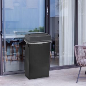 PLASTIC PRINCE 23 Gallon Slim Trash Can with Swing Lid, Commercial Gray Rectangular Garbage Can, Waste Bin for Home Kitchen Cabinet