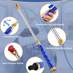 2024 Upgraded Jet Nozzle Power Washer for Garden Hose, 2-In-1 High Pressure Wand with 2 Different Nozzles and Quick Connectors，High Pressure Washer Tools For Patio Car Pet Window Washing (blue)