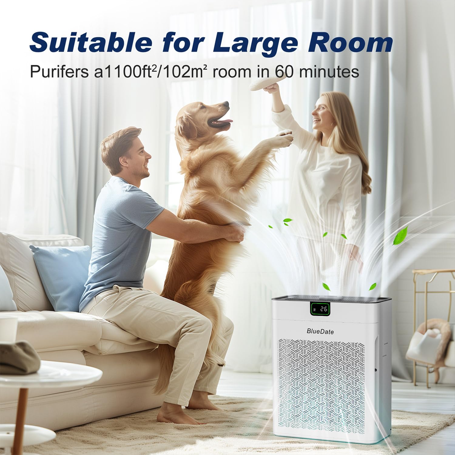 Air Purifiers for bedroom with PM 2.5 Display Air Quality Sensor,Remove Pet Hair Dust Smoke Pollutants Odor, 25dB Sleep Mode, Timer,Aromatherapy,HEPA Air Purifier for Home Large Room up to 1100 Sq Ft