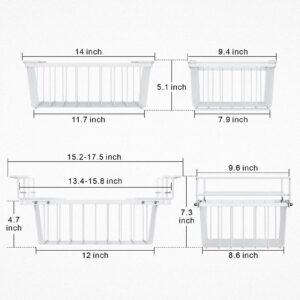 iSPECLE Chest Freezer Organizer - Fit 5 Cu.Ft Deep Freezer, 2 Pack Hanging Organizer Bins with Adjustable Handles, Sort Small Frozen Food, Sturdy Freezer Baskets Easy Slide to Get Bottom Food, White