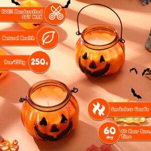 Conelist 2 Pcs Soy Wax Candles Pumpkin Spice Candle 9oz Pumpkin Shaped Candles Halloween Candles Fall Farmhouse Candle Scented Candles for Home Decoration Halloween Party