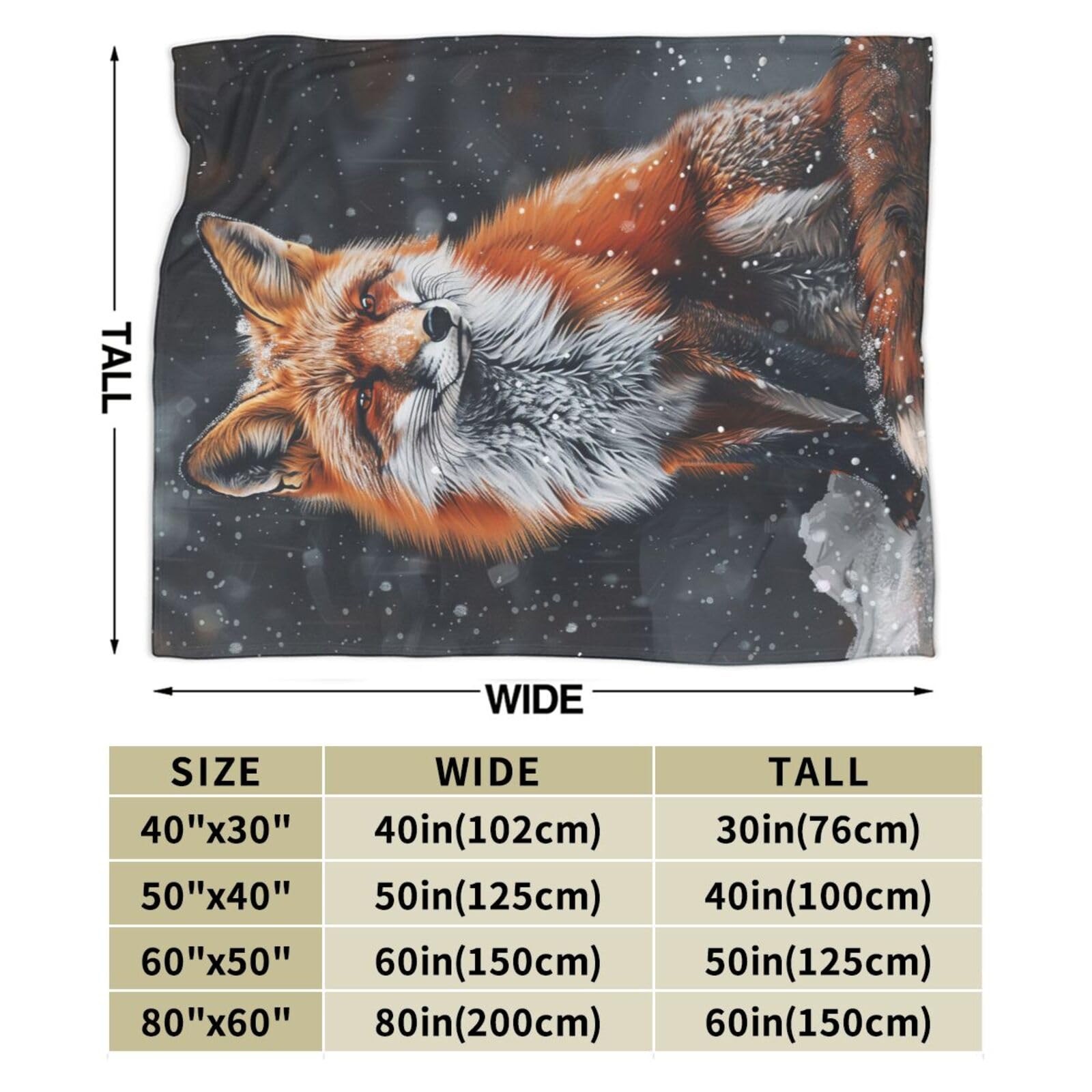 Red Fox Throw Blanket Cute Orange Fox Plush Fleece Soft Cozy Gifts Blanket for Kids Girls Boys Adults Couch Bed Chair Office Dorm Decor 40''X50''