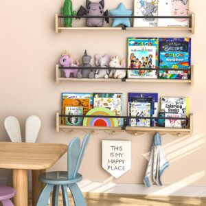 Book Shelf for Kids Rooms, Nursery Book Shelves, 33.5 inch Floating Book Shelves for Wall Set of 3 Great for Living Room, Kids Room, Bedroom.