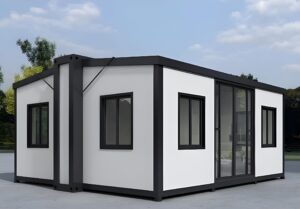 generic portable prefabricated house 13x20ft prefab tiny home with restroom, mobile expandable plastic prefab house for hotel, office, guard house, shop, villa, warehouse, container house, white