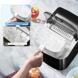 Antarctic Star Countertop Ice Maker Portable Ice Machine with Handle,Bullet Ice, Automatic-Cleaning Ice Makers, 26Lbs/24H, 9 Ice Cubes Ready in 6 Mins for Home Kitchen Bar Party (Black)