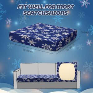 Newwiee 8 Pcs Stretch Christmas Cushion Covers Snowflake Patio Chair Cushion Cover Outdoor Cushion Slipcovers Replacement Furniture Cushions Couch Sofa Seat Cover Soft Flexibility Washable