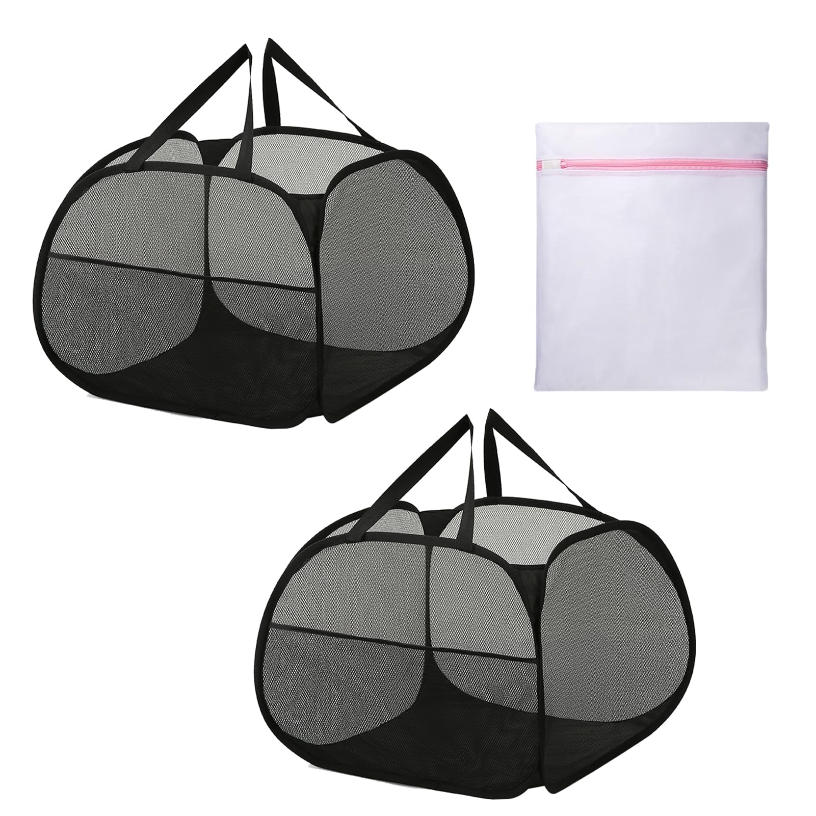 Pop Up Laundry Hamper 2Packs 90L Large Capacity Foldable Laundry Basket Mesh Collapsible Hamper with Reinforced Carry Handles for Laundry Room, Bathroom, Kids Room, College Dorm