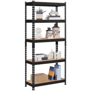 yaheetech storage shelves 5 tier garage shelving heavy duty garage shelves adjustable metal shelving unit utility rack industrial shelving for warehouse pantry closet, 27.5"w x 12"d x 60"h, black