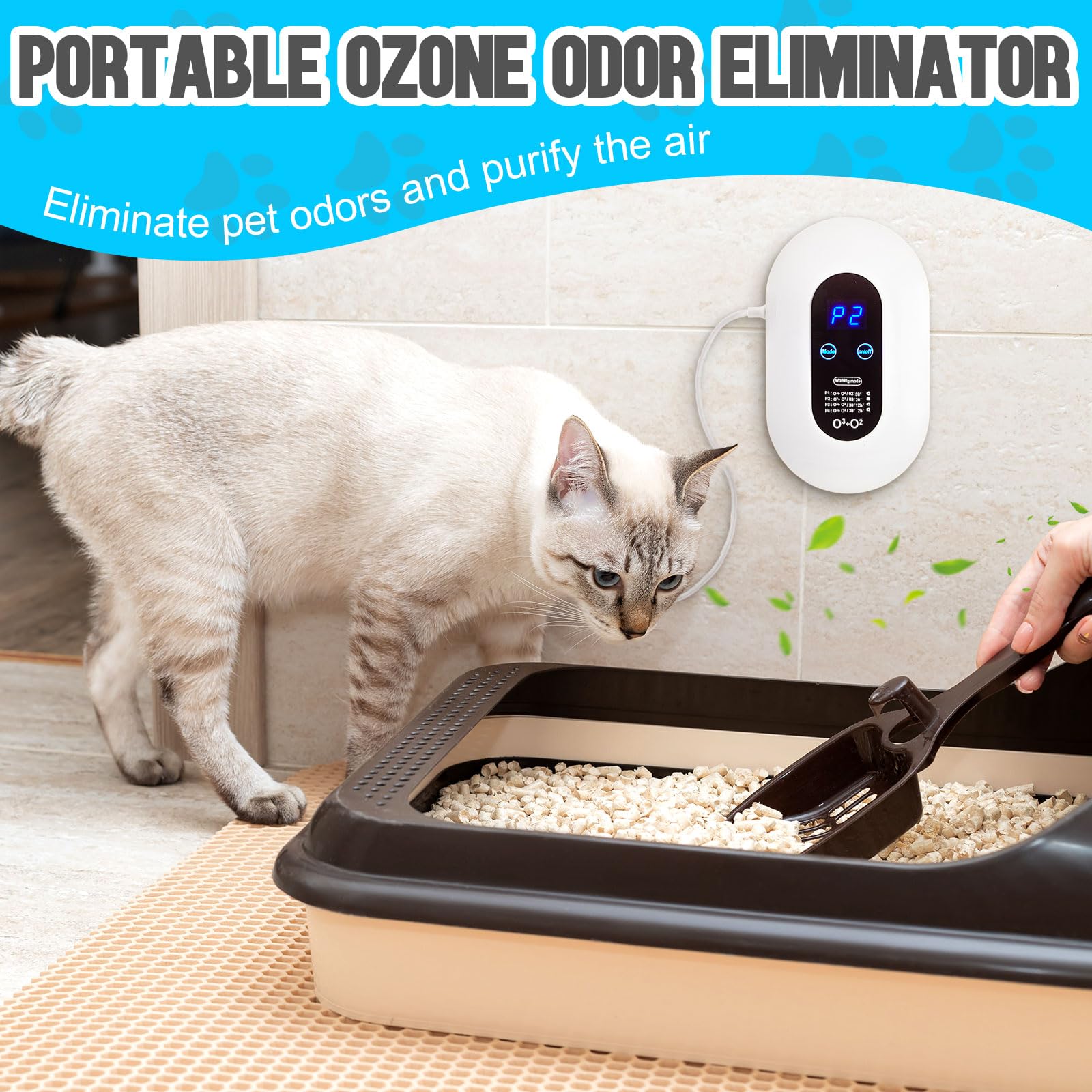 Qualirey Ozone Odor Eliminator for Strong Odor Cat Litter Deodorizer Plug in Air Purifier Dog Poof Odor Removal Air Ionizers Air Freshener for Home Kitchen Car Pets Bedroom Bathroom Room Toilet Shoe