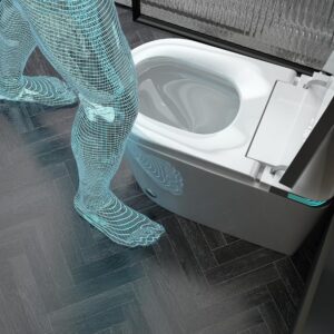 Captiva Smart Bidet Toilet with Voice Command - Fresh Air Filtration System - Heated toilet Seats - Elongated Floor Mount Toilet Smart Concealed Water Tank LED Display - Power Off Flush