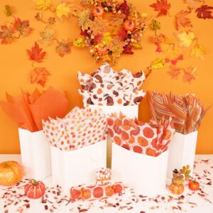 Paper FAIE 100 Sheets Thanksgiving Fall Gift Tissue Paper Bulk, Pumpkin Turkey Polkadots, Gold Orange Gift Wrapping Paper for Gift Bags Box, Flower, Autumn Harvest Decoration Gift Packaging, 20x14''