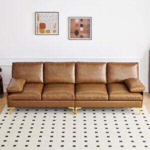 Atopston 106" Sectional Sofa Couch, Mid-Century Modern Decor 4 Seater Sofa, Sectional Sofa Bed for Bedroom Apartment Office, Caramel