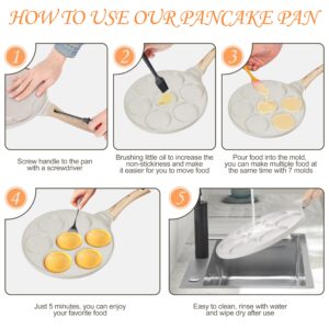 KRETAELY Pancake Pan Suitable for All Cooktops, 7-cup Pancake Maker, Nostick Granite Mini pancake with PFOA Free Coating, Sarten Para Pancakes 1-pcak