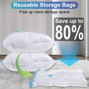 Vacuum Storage Bags with Electric Pump, 12 Combo (3J/3L/3M/3S) Space Saver Sealer Bags, Compression Bags for Comforters, Clothes, Blankets, Coverlet, Quilt, Pillows