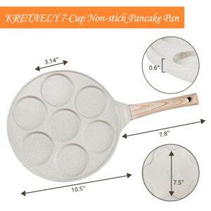 KRETAELY Pancake Pan Suitable for All Cooktops, 7-cup Pancake Maker, Nostick Granite Mini pancake with PFOA Free Coating, Sarten Para Pancakes 1-pcak