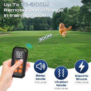 WTBFX Wireless Dog Fence System,Electric Fence for Dog,Dog Training Collar with Remote,Portable 2 in 1 Wireless Dog Fence Waterproof and Rechageable Collar,Medium and Large Dog Collar