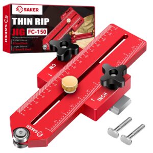 saker thin rip jig table saw jig guide, making repetitive narrow strip cuts, fit for 3/4" x 3/8" slots, for table saw band saw router table