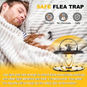 Qualirey 4 Packs Flea Traps with 20 Sticky Disc 12 Bulbs 4 Electric Wires Flea Traps Flea Killer Traps for Inside Your Home Safe Flea Light Trap for Indoor Safe to Pets and Kids