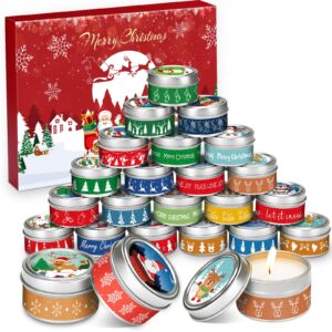 threlaco 24 days christmas candle advent calendar 2024 scented candles gift for adult women assorted scent 1 ounce wax candles christmas countdown gift for family friend home indoor holiday decoration