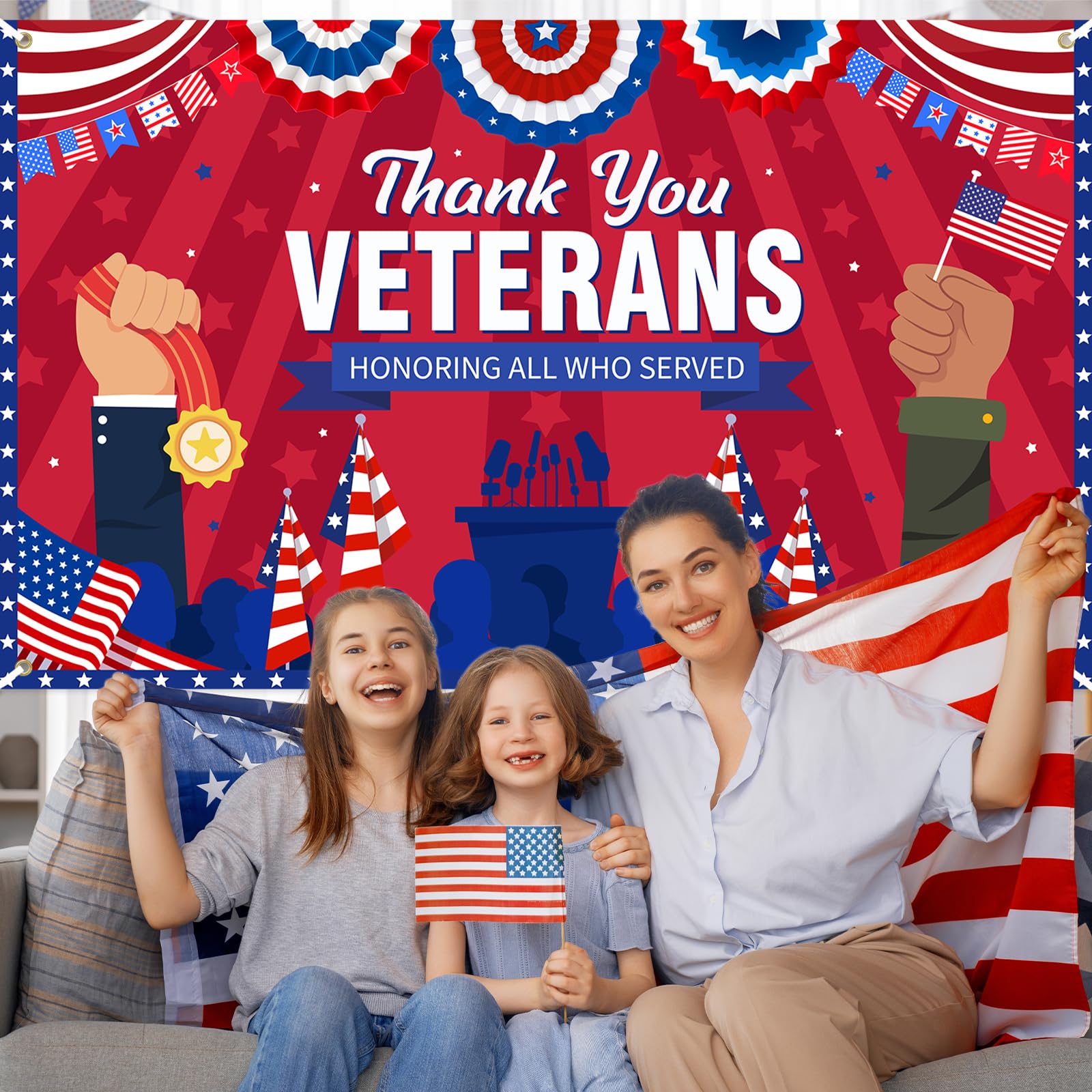 Lecheme Veterans Day Backdrop 6x4ft Thank You Veterans Day Banner Honoring All Who Served Patriotic Backdrop Veterans Day Decorations Photo Background