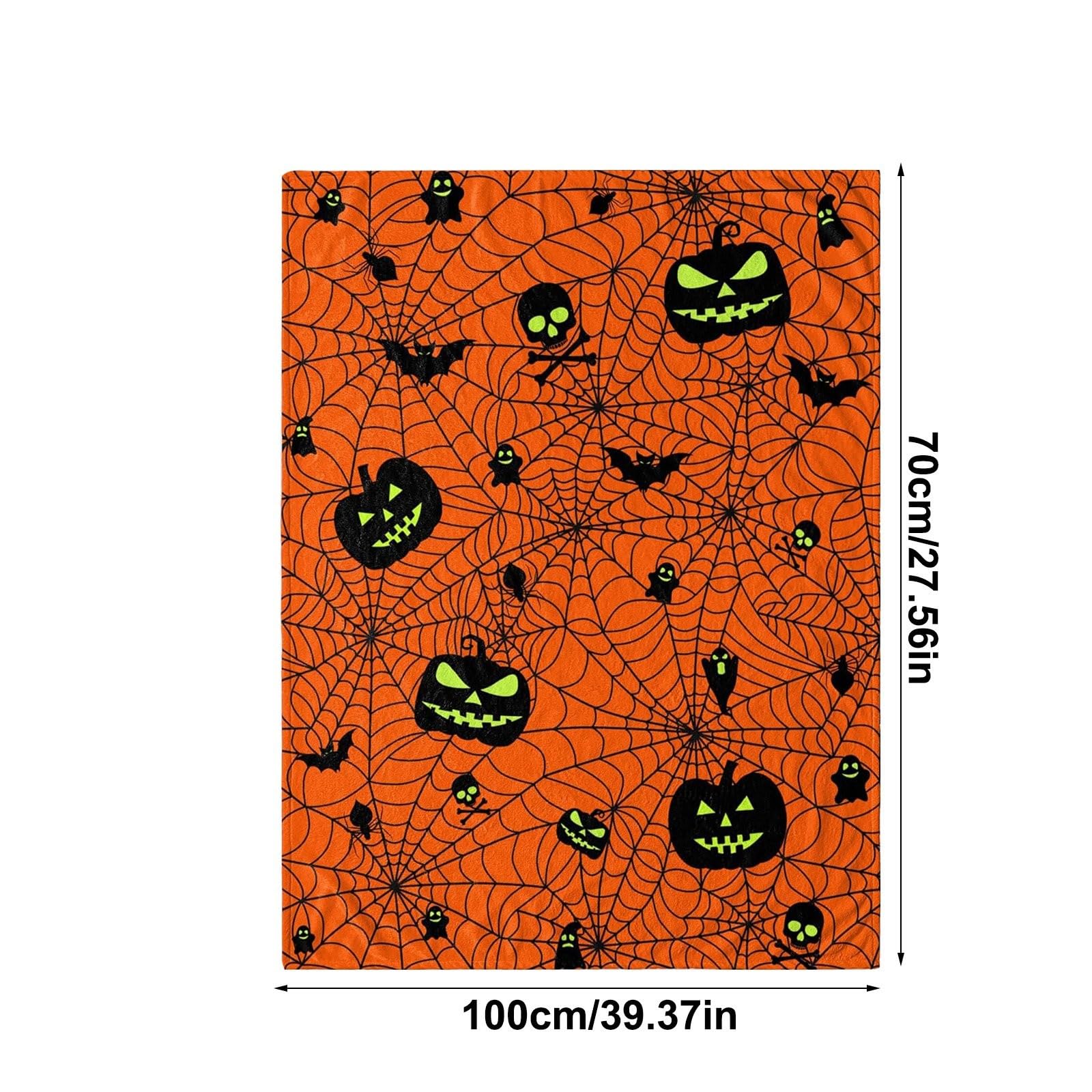 Halloween Blankets 40"x28" Super Soft Spooky Pumpkin Black Bats Ghosts Spider Webs Printed Throw Blanket Lightweight Fuzzy Halloween Decorations Blankets for Home Living Room Couch Bedroom Sofa