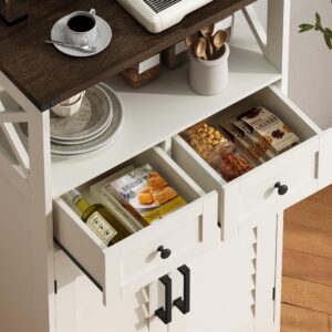 ChooChoo Farmhouse Storage Cabinet, Bathroom Floor Cabinet with Doors and Drawers, Kitchen Pantry Cabinet for Living Room, Laundry, White