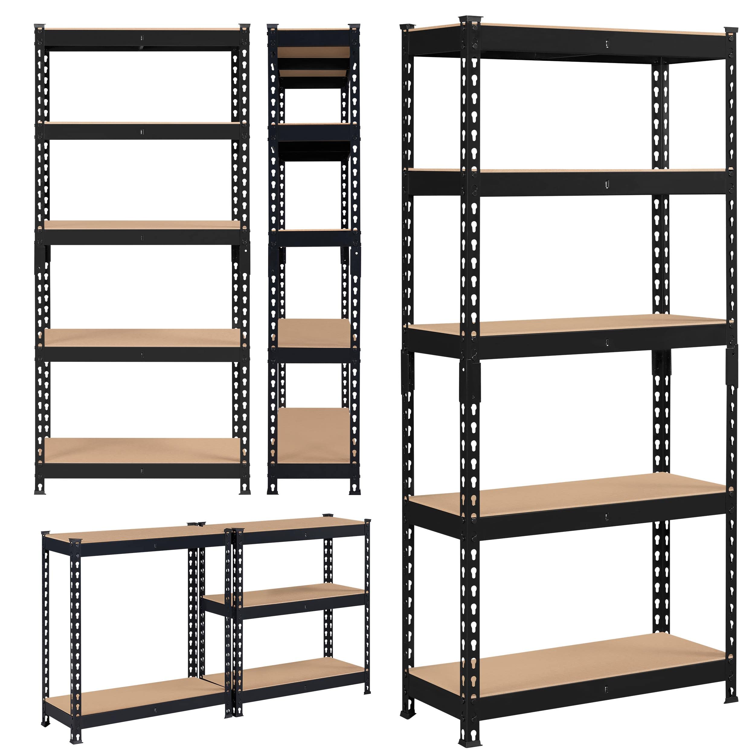 Yaheetech Storage Shelves 5 Tier Garage Shelving Heavy Duty Garage Shelves Adjustable Metal Shelving Unit Utility Rack Industrial Shelving for Warehouse Pantry Closet, 27.5"W x 12"D x 60"H, Black