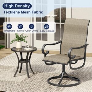 VICLLAX Patio Swivel Dining Chairs Set of 6, Outdoor furnitures Breathable Fabric with Curved Arms for Lawn Deck, Black Frame