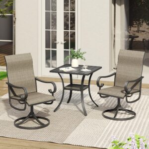 VICLLAX Patio Swivel Dining Chairs Set of 6, Outdoor furnitures Breathable Fabric with Curved Arms for Lawn Deck, Black Frame