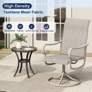 VICLLAX Patio Swivel Dining Chairs Set of 4, Outdoor furnitures Breathable Fabric with Curved Arms for Lawn Deck, Sandshell Frame