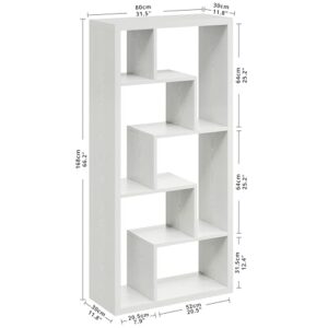 IRONCK Geometric Bookcase 6-Shelf Industrial Bookshelf White Etagere Bookcase Tall Storage Display Bookshelf with Thicken Shelf for Living Room Home Office