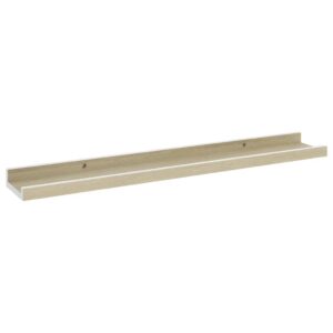 Wall Shelves 4 pcs White and Sonoma Oak,Kitchen Shelves,Display Shelf,Wall Storage Shelves,Floating Shoe Shelves,Modern Stely,for Restaurant,Bar,Home, Kitchen,Laundry,Garage,23.6"x3.5"x1.2"