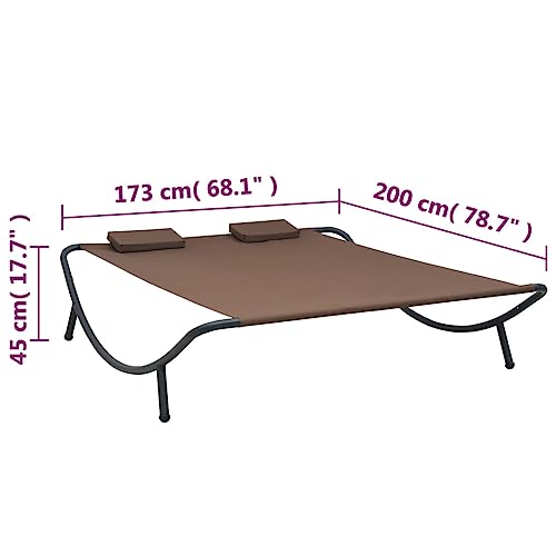 GROSERY Patio Lounge Bed Fabric Brown,Weatherproof Lounge Bed with Pillows for Garden, Patio, and Beach Relaxation Outdoor Furniture