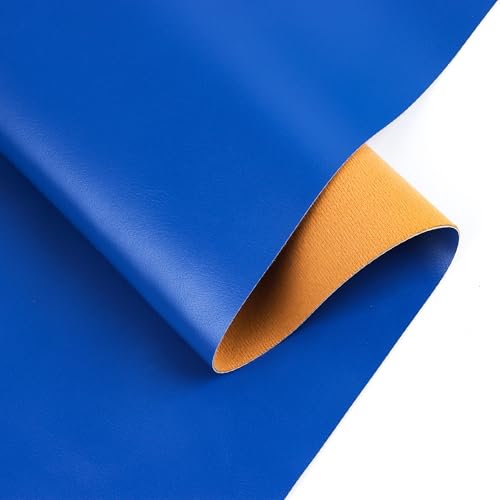 Faux Leather Vinyl Upholstery Fabric, 54 x 36 inches Synthetic Repholstery Leather Vinyl, Soft Touch Distressed DIY and Craft Material (Royal Blue, Cut by The Yard)