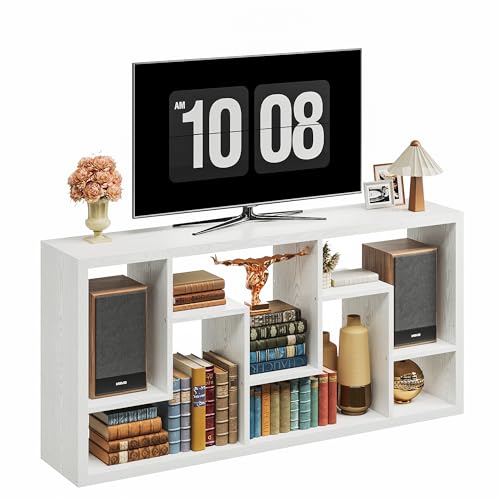 IRONCK Geometric Bookcase 6-Shelf Industrial Bookshelf White Etagere Bookcase Tall Storage Display Bookshelf with Thicken Shelf for Living Room Home Office