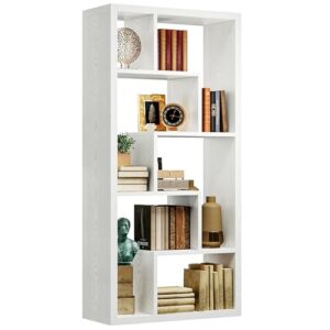 ironck geometric bookcase 6-shelf industrial bookshelf white etagere bookcase tall storage display bookshelf with thicken shelf for living room home office