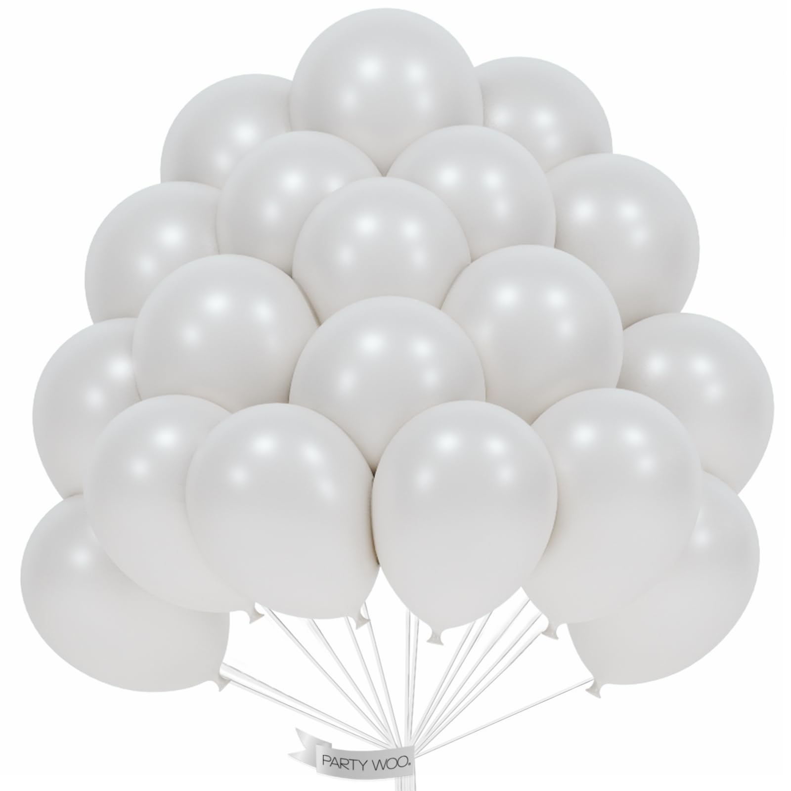 PartyWoo Pearl White Balloons 100 pcs 12 Inch White Balloons Pearl Balloons for White Pearl Balloons Wedding Party Engagement Bridal Baby Shower Birthday Graduation White Party Decorations White-Z30