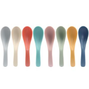 Murtenze 8Pcs Wheat Straw Soup Spoons Set, 6 Inch Colorful Unbreakable Ramen Spoons Portable Small Spoons Easy CleanDishwasher Safe(8 Colors)