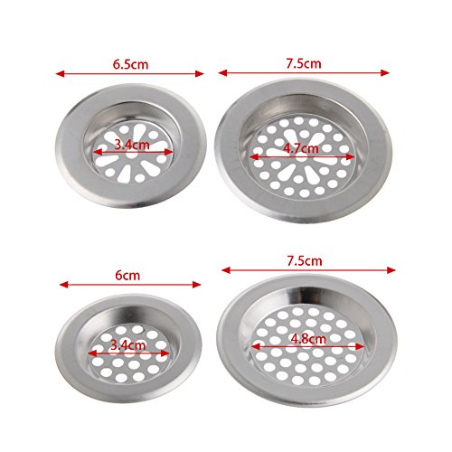 KAKASEA Stainless Steel Sink Strainer Kitchen Bath Hair Catcher Trap Drain Filter, Silver